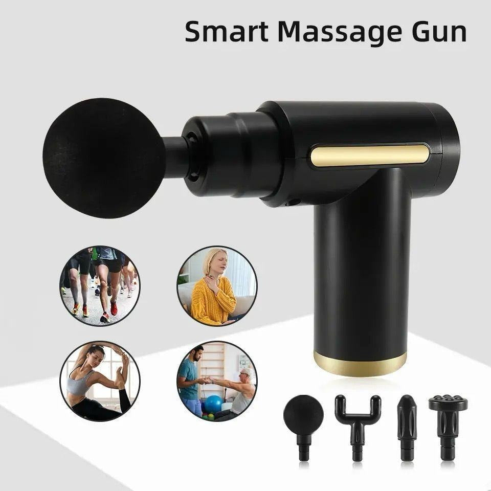 Professional Smart Percussion Massage Gun | Deep Tissue Muscle Massager with 4 Interchangeable Heads